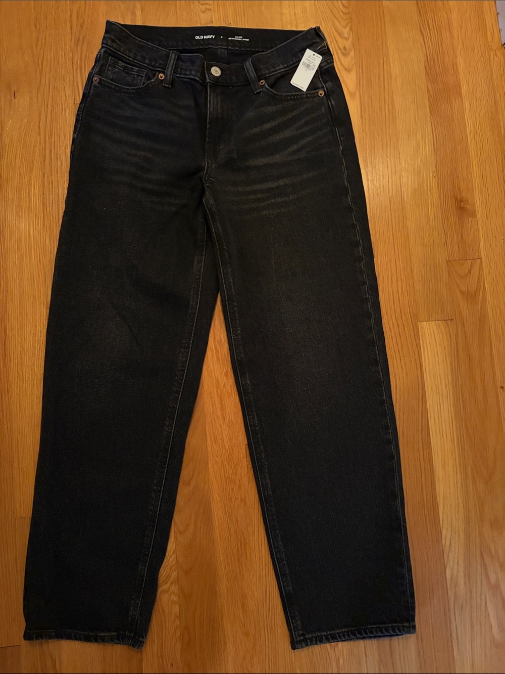 Old Navy Black Boyfriend Jeans with Subtle Fading